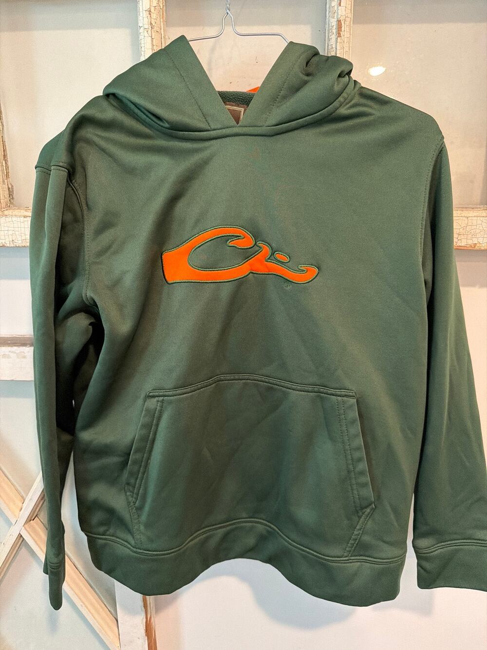 Drake boys size medium green and orange hoodie